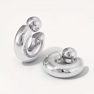 Chunky Silver Reversible C-Hoop Earrings